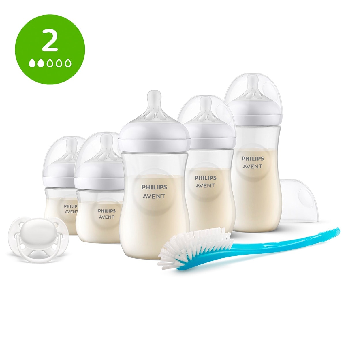 Philips Avent - Pack regalo Philips Avent Natural Response, 5 biberones 125 - 330ml + chupete ultrasoft + cepilllo de limpieza, Tetina flujo 2 lento. - Image 1