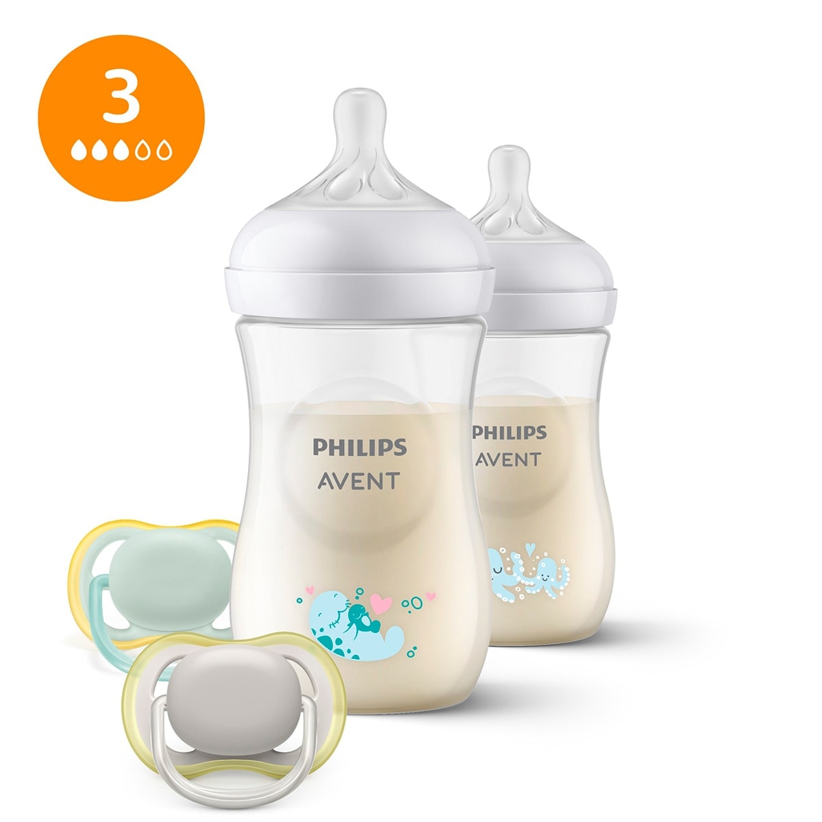 Philips Avent - Pack regalo Philips Avent Natural Response, 2 biberones 260ml, Tetinas flujo 3 medio y 2 chupetes ultra air,. - Image 1