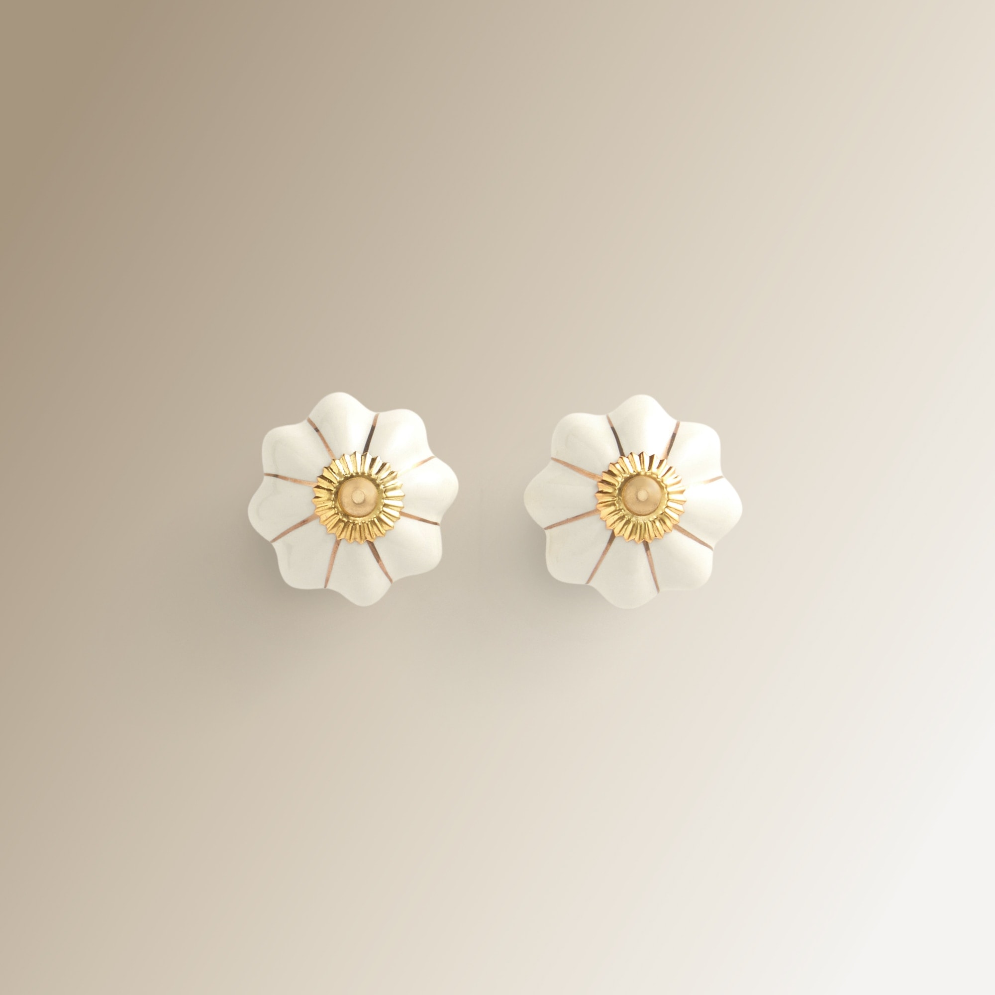 El Corte Inglés - Set de 2 pomos de cerámica Flor Básico El Corte Inglés. - Image 1