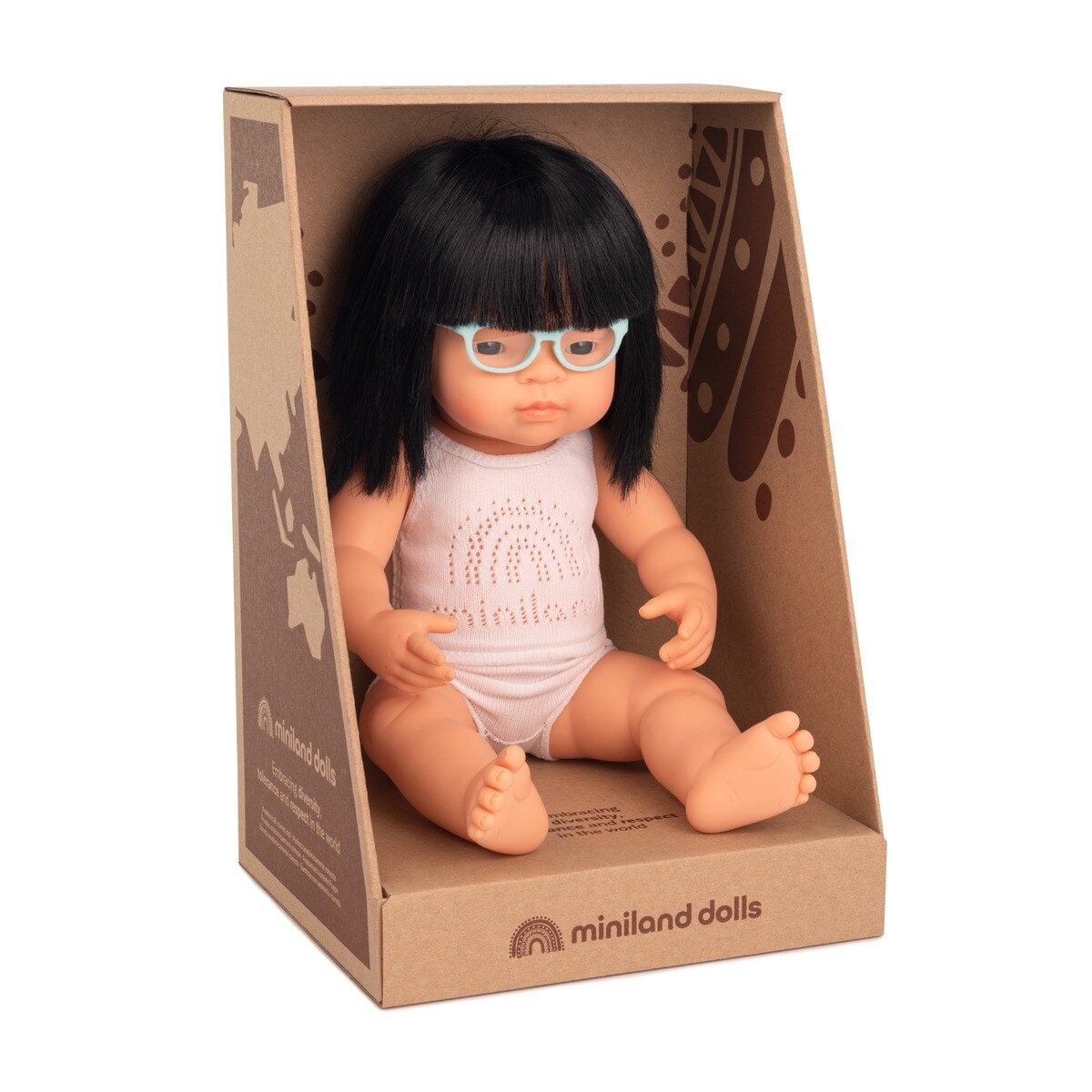 Miniland - Muñeca bebé asiática con gafas Miniland. - Image 1