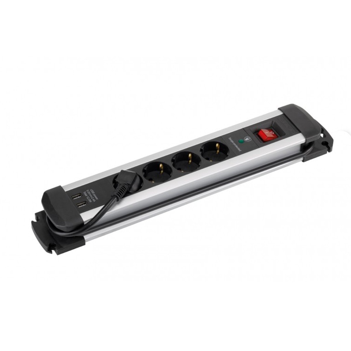 SIMON - Base múltiple extrapower aluminio 2 USB A 1,5 m cable con protección sobretensiones Simon. - Image 1