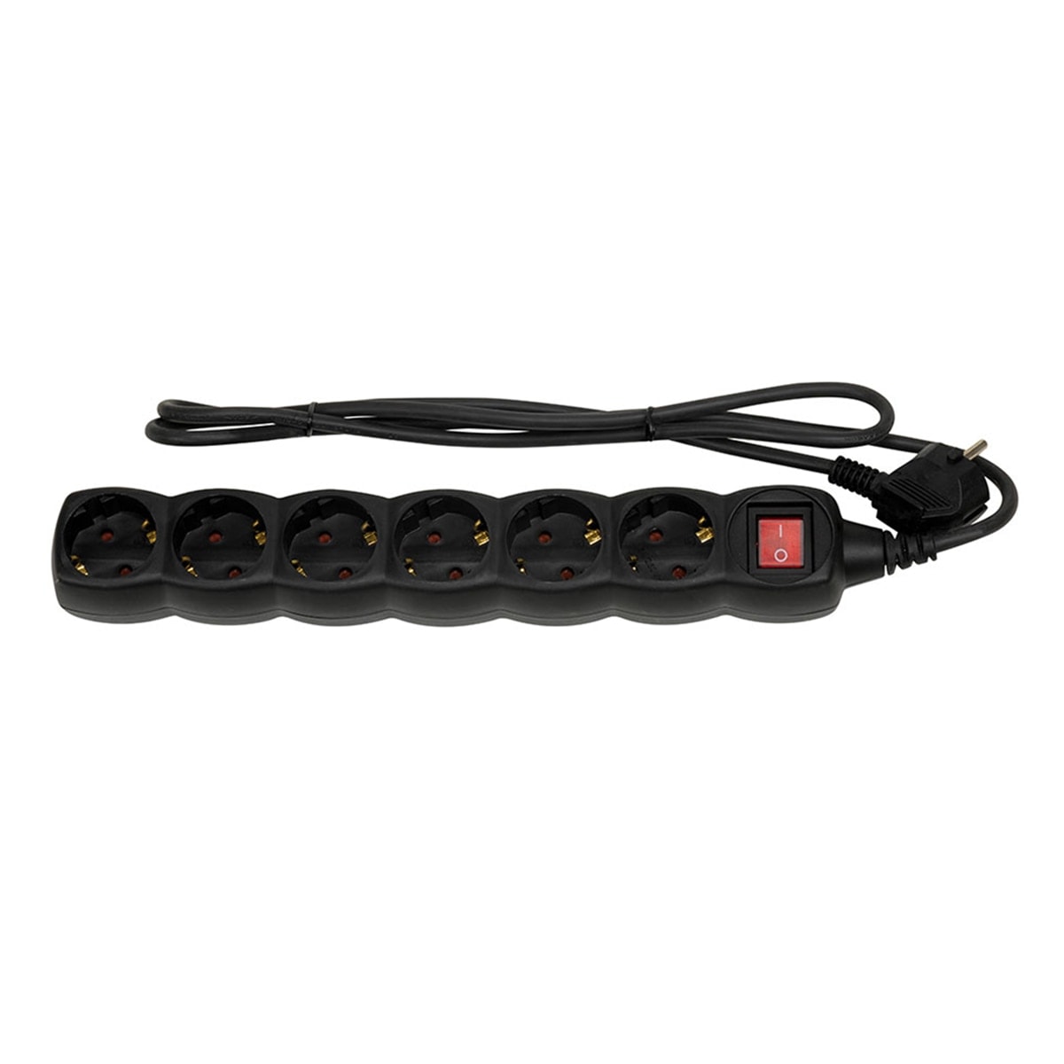 SIMON - Base Múltiple 6 Tomas 16A 250V~ Negra Con Interruptor Y 1,5 Metros De Cable H05Vv-F 3G1Mm² Simon Brico. - Image 1
