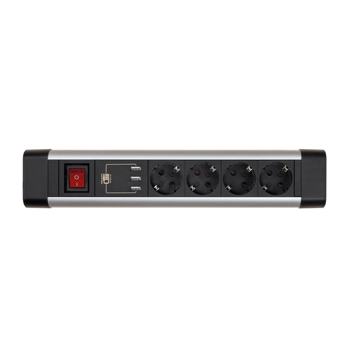SIMON - Base Múltiple Rotativa Con Fijación Para Mesa 4 Tomas 16A 250V + 3 Usb Con Cable 1,5M 3G1,5 En Aluminio Simon. - Image 1