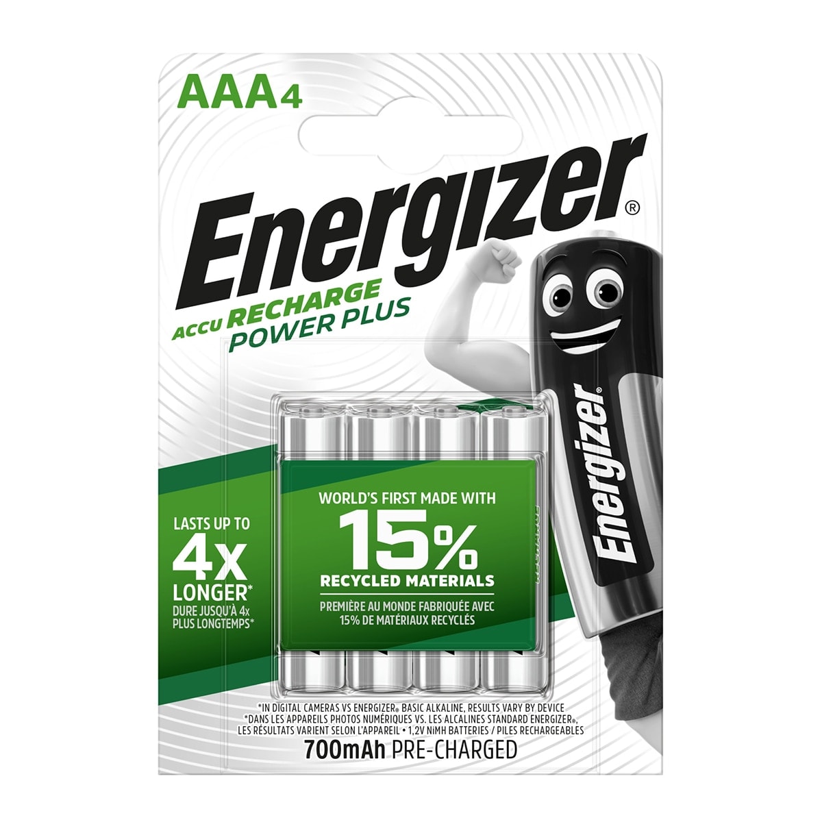 ENERGIZER - Pila recargable HR03 AAA 1,2V 700 mAh (x4). - Image 1
