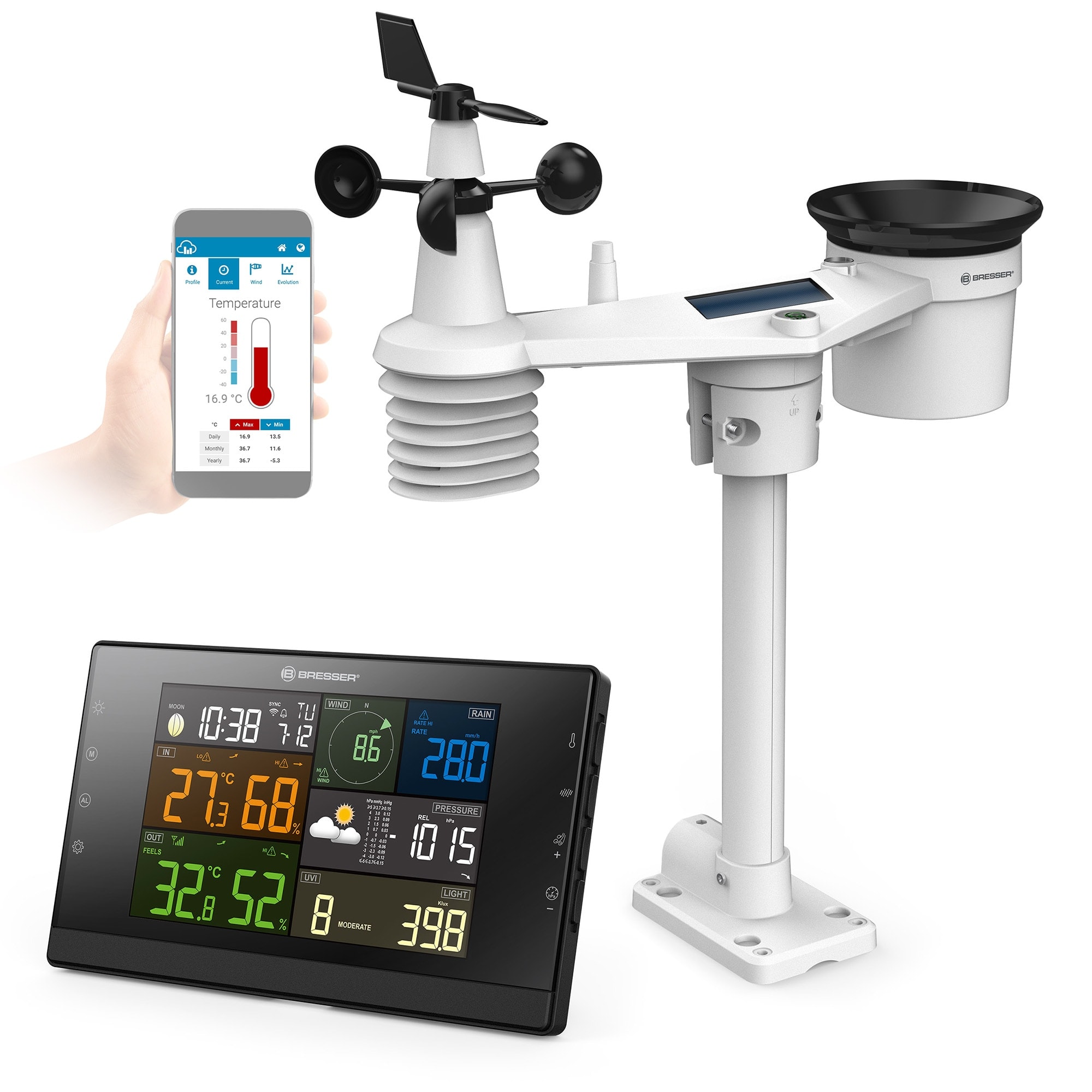 Bresser - Centro meteorológico Profi-WSC Wi-Fi con Sensor Solar 7 en 1. - Image 1