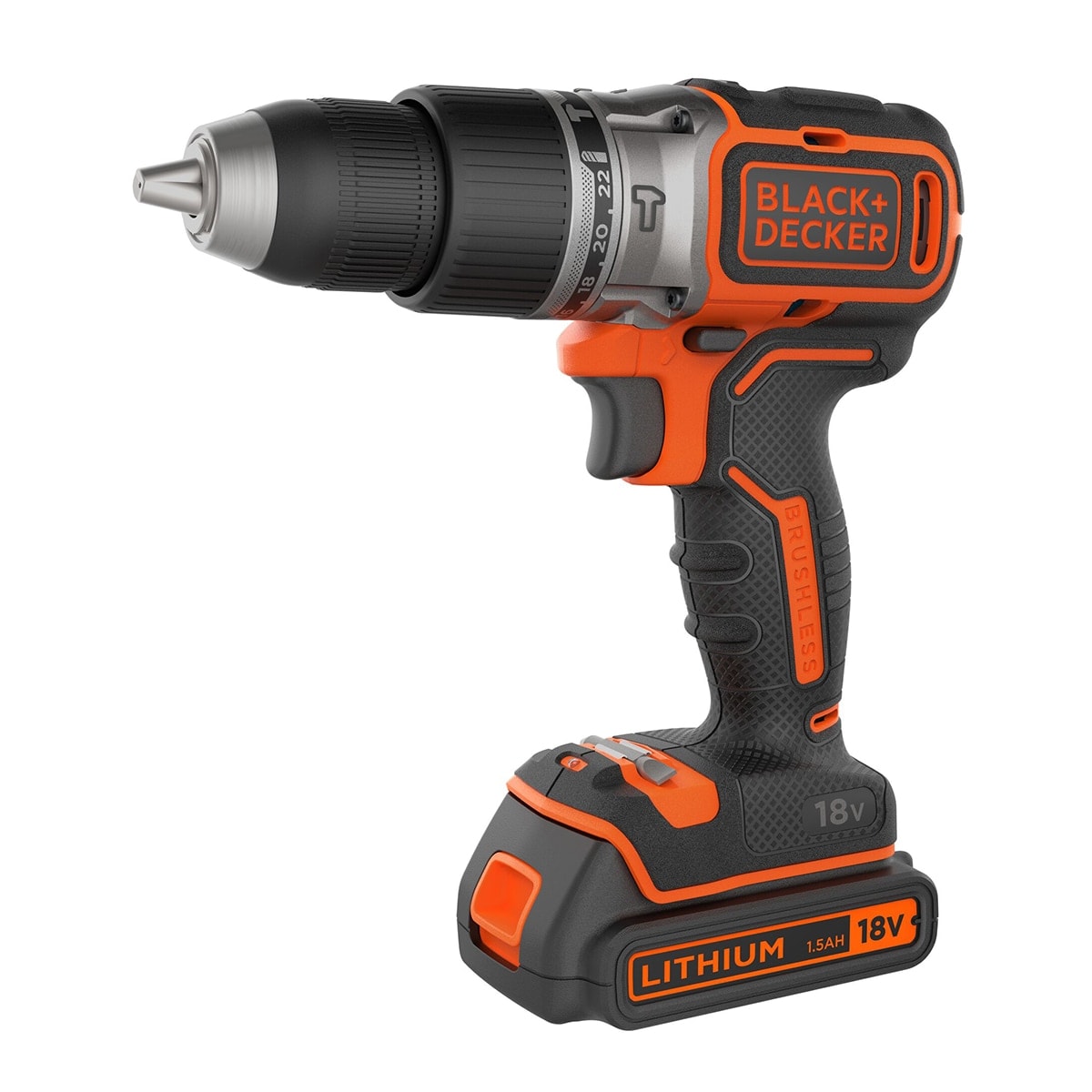 BLACK+DECKER - Taladro Percutor Brushless 18V BLACK + DECKER con 2 baterías 1,5Ah de Lítio, cargador 4A y maletín - BL188KB-QW. - Image 1