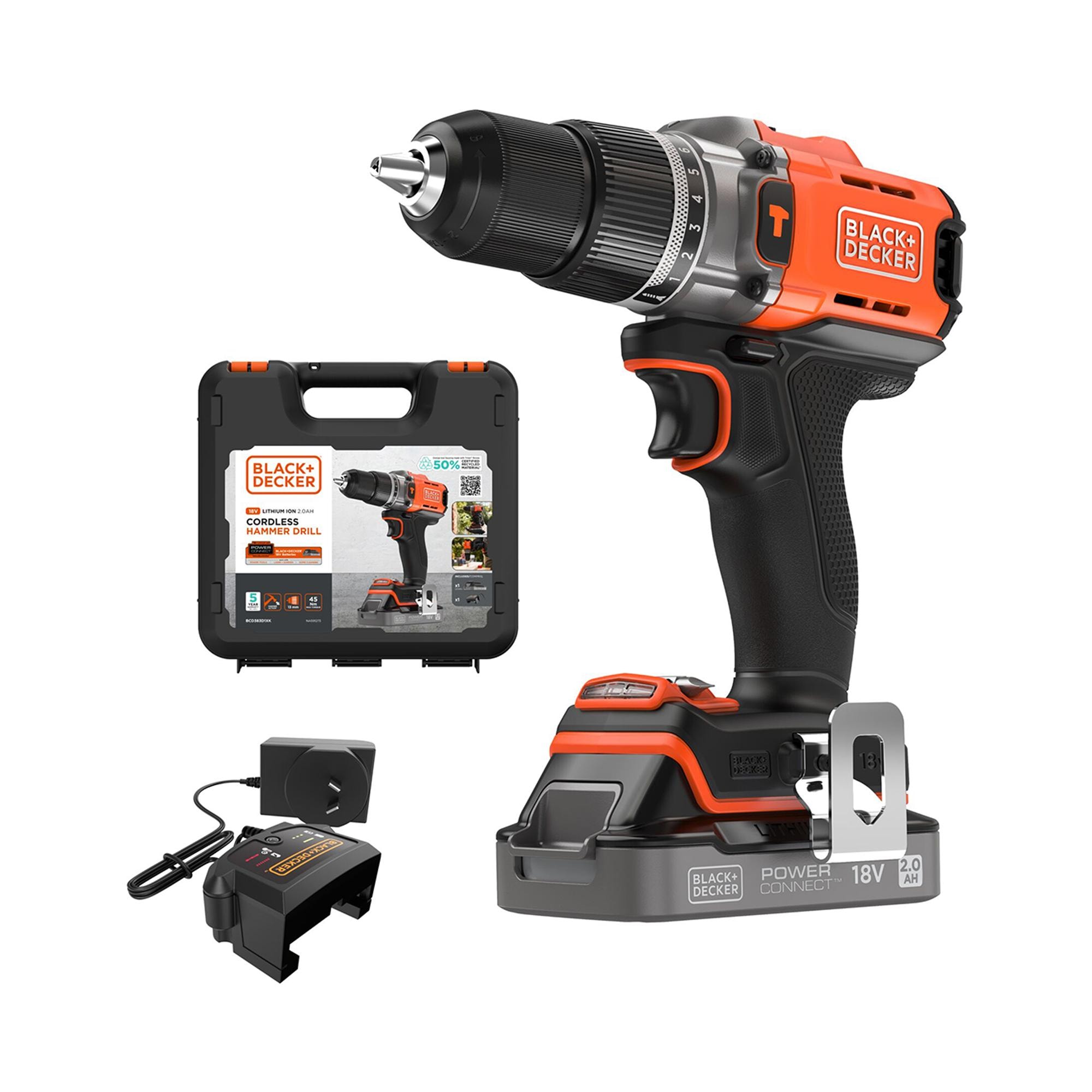 BLACK+DECKER - Taladro Percutor 18V con 1 Batería 2Ah y Maletín. - Image 1