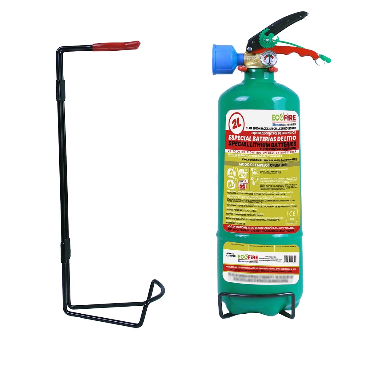 SIMONRACK - Extintor unit ecofire f. ext0002 verde 2l + soporte. - Image 1
