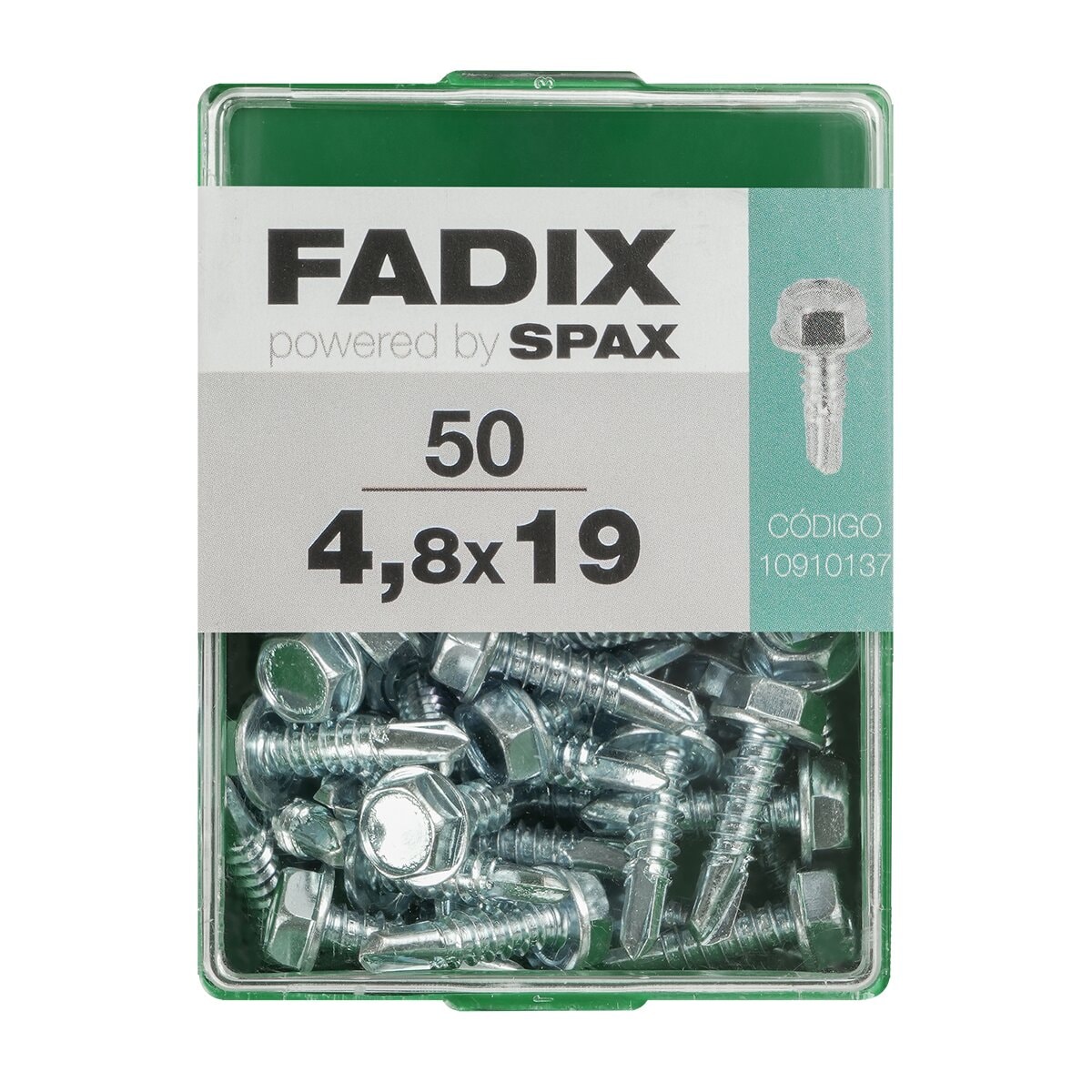 FADIX - Tornillo Roscachapa Cabeza Hexagonal Ø4,8 x 19 mm - Caja 50 Uds. - Image 1