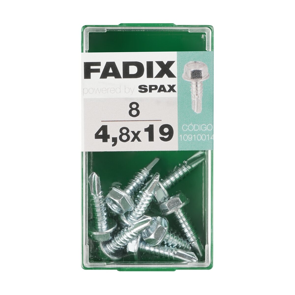 FADIX - Tornillo Roscachapa Cabeza Hexagonal Ø4,8 x 19 mm - Caja 8 Uds. - Image 1