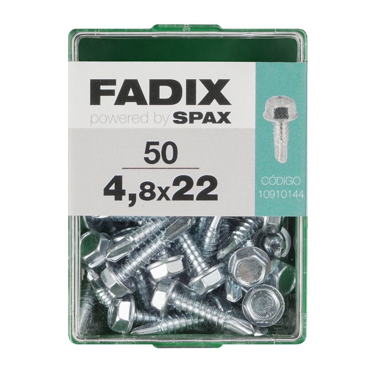 FADIX - Tornillo Roscachapa Cabeza Hexagonal Ø4,8 x 22 mm - Caja 50 Uds. - Image 1