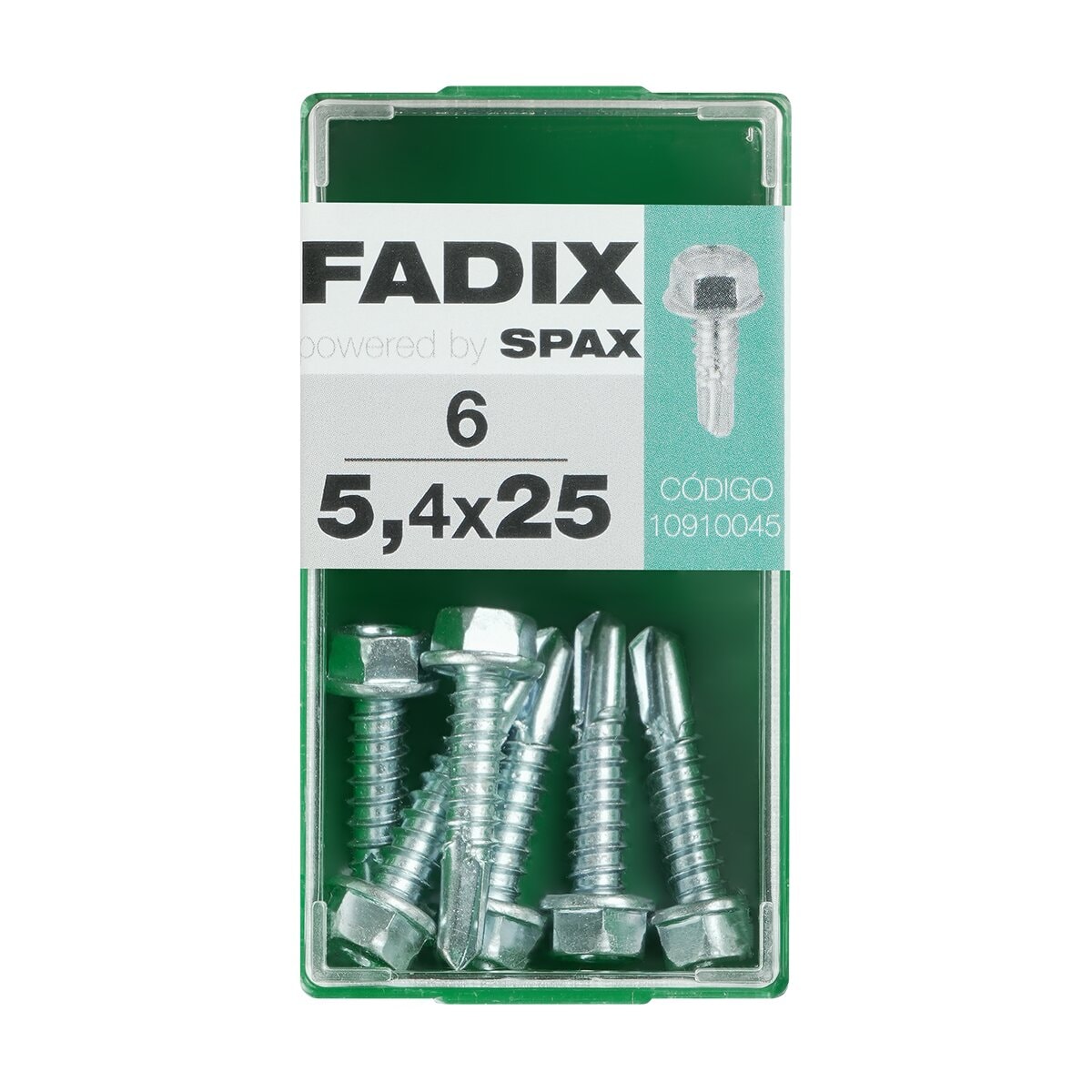 FADIX - Tornillo Roscachapa Cabeza Hexagonal Ø5,4 x 25 mm - Caja 6 Uds. - Image 1