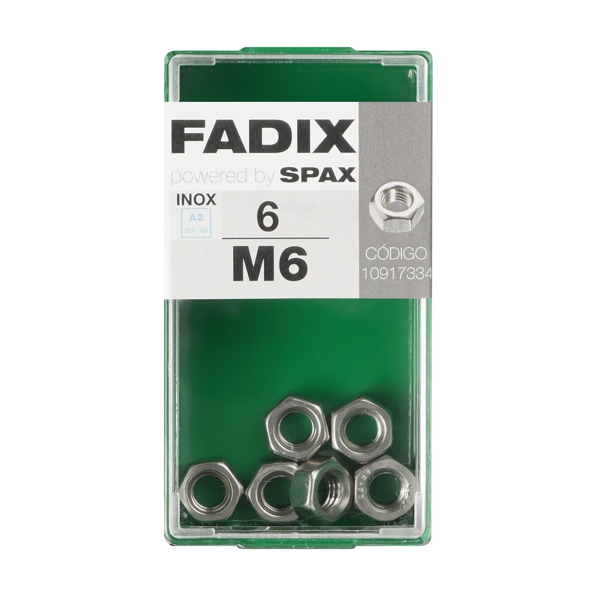 FADIX - Tuerca Hexagonal Acero Inoxidable M6 - Caja 6 Uds. - Image 1