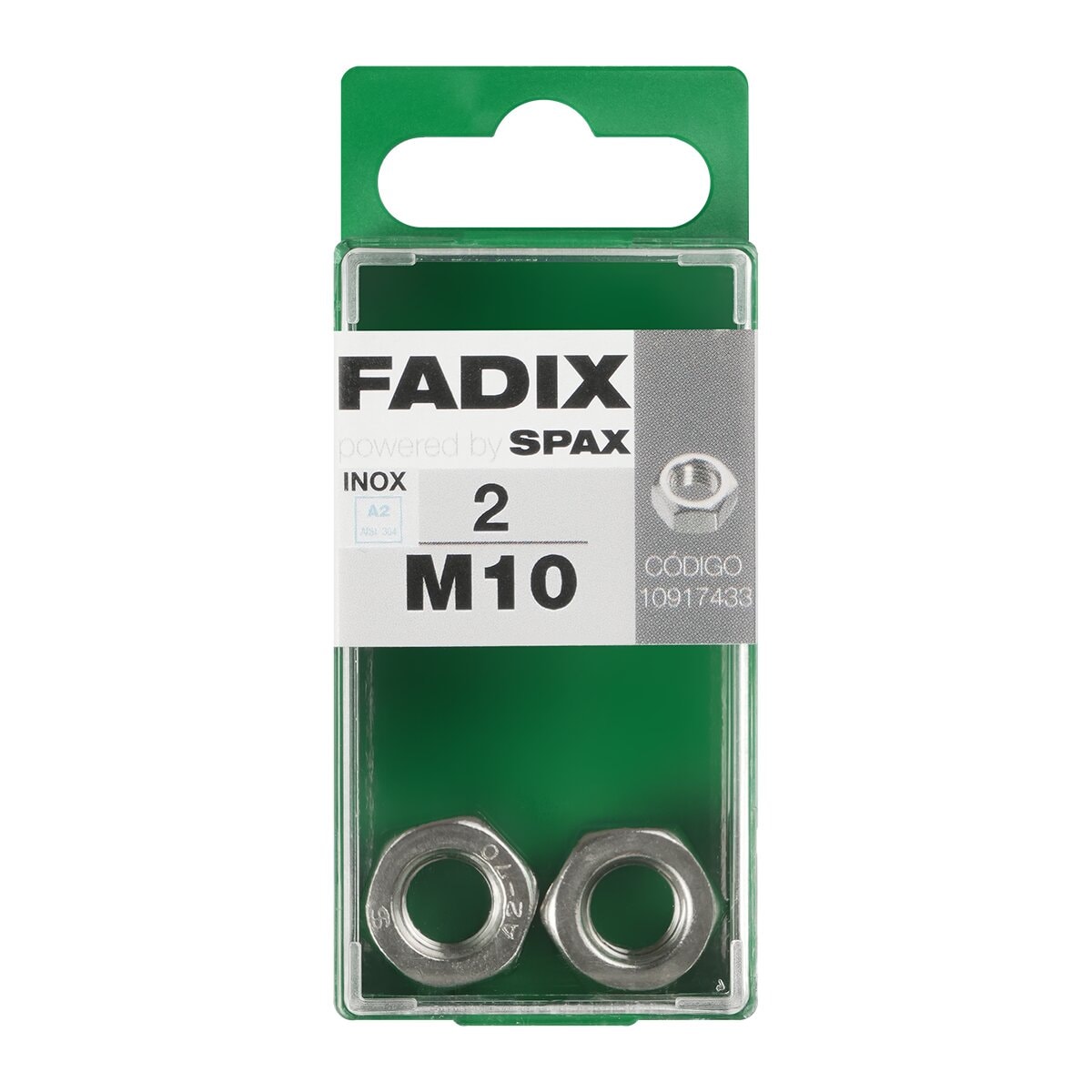FADIX - Tuerca Hexagonal Acero Inoxidable M10 - Caja 2 Uds. - Image 1