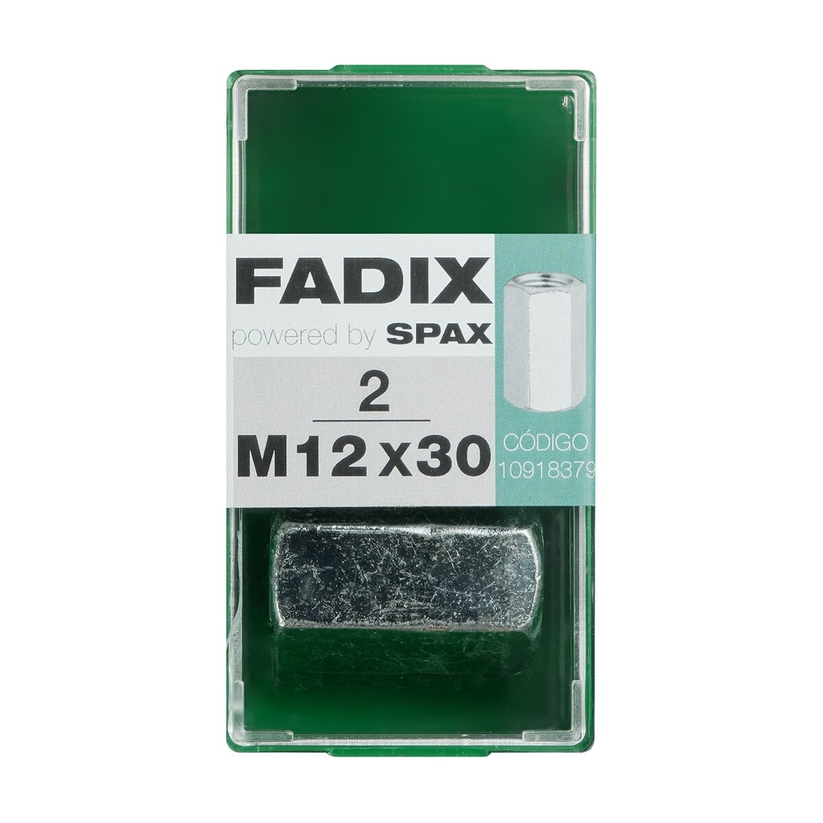 FADIX - Tuerca Hexagonal para Unión Varillas M12 x 30 mm - Caja 2 Uds. - Image 1