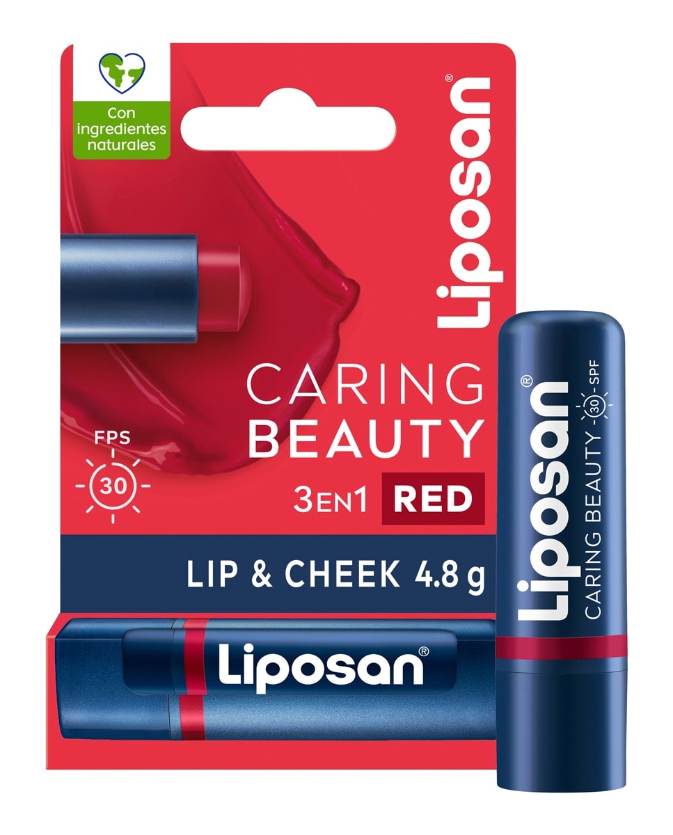 Liposan - Bálsamo 3 En 1 Labios Y Mejillas Caring Beauty Intenso Spf30 4,8 Gr Liposan. - Image 1