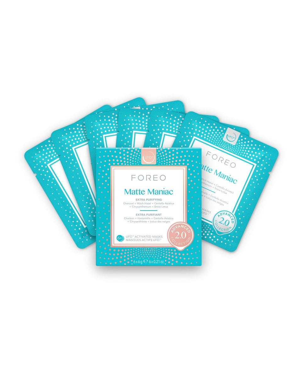 FOREO - Matte Maniac 2.0 Advanced Collection - Mascarilla Facial Activa extra purificante apta para pieles mixtas y grasas diseñada para UFO™.. - Image 1