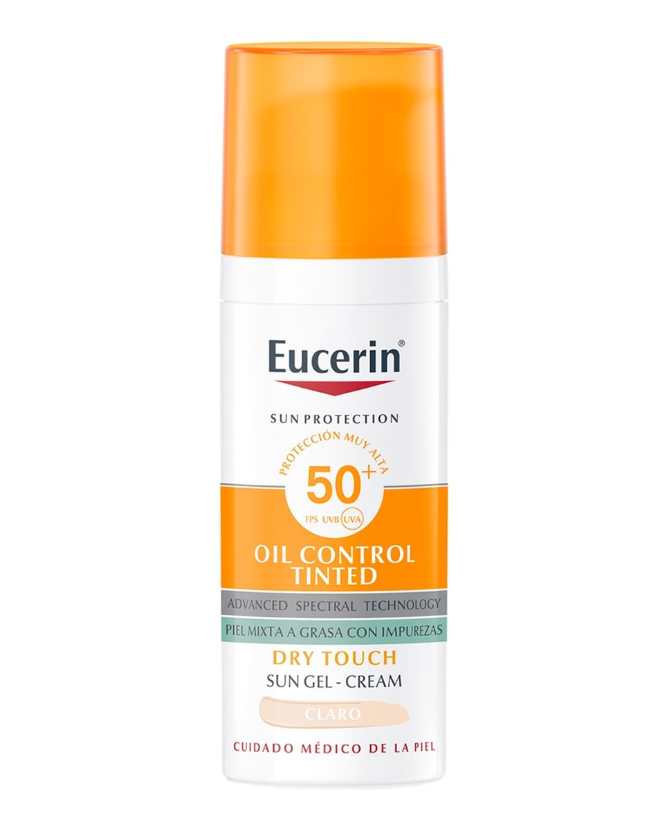 Eucerin® - Protector Solar Facial Face Oil Control Dry Touch Gel Crema SPF50+ Tinted Light 50 ml Eucerin. - Image 1