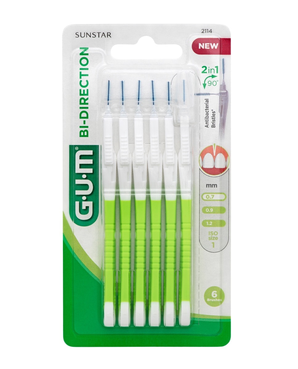Gum - 6 Cepillos interdentales Bi-Direction pequeño 0,7 mm Gum. - Image 1
