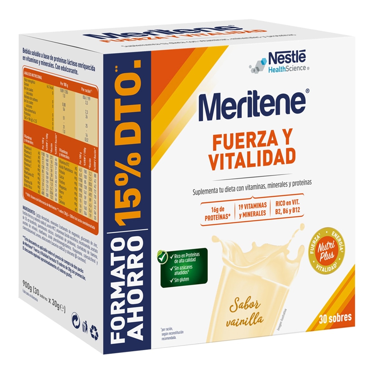 Meritene - 30 Sobres Polvo Vainilla Meritene. - Image 1