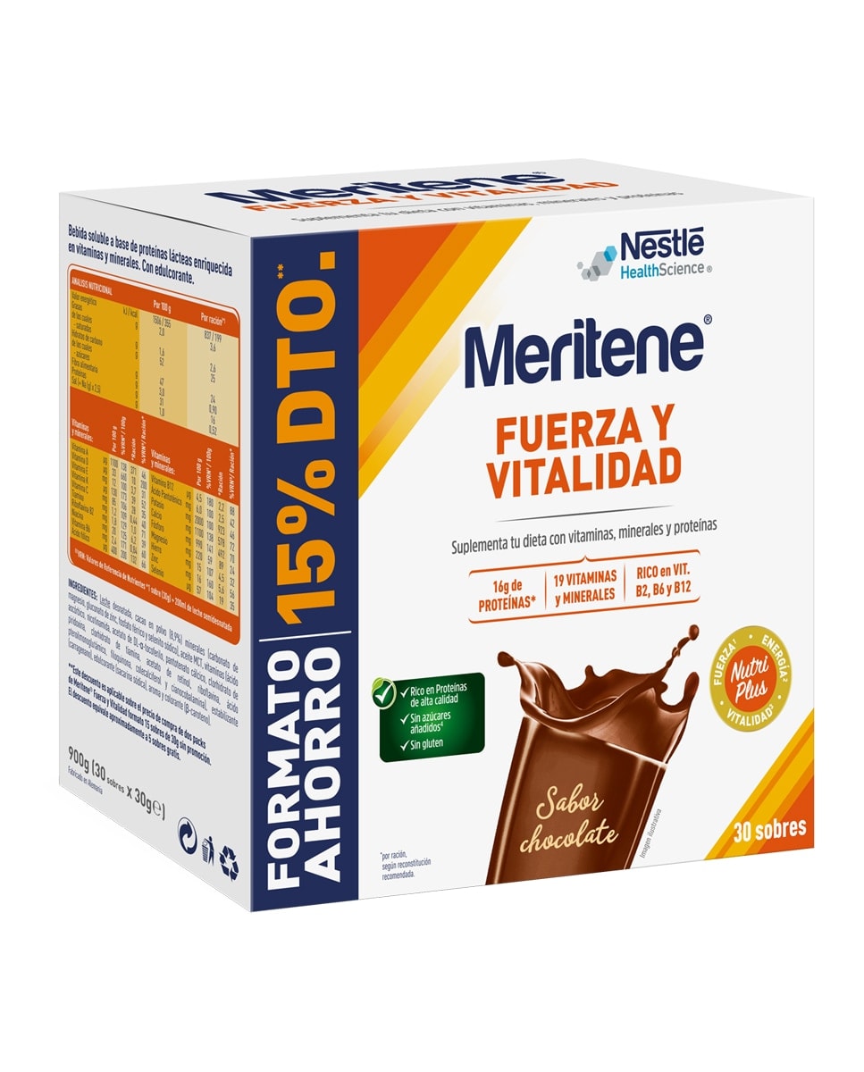 Meritene - 30 Sobres Polvo Chocolate Meritene. - Image 1