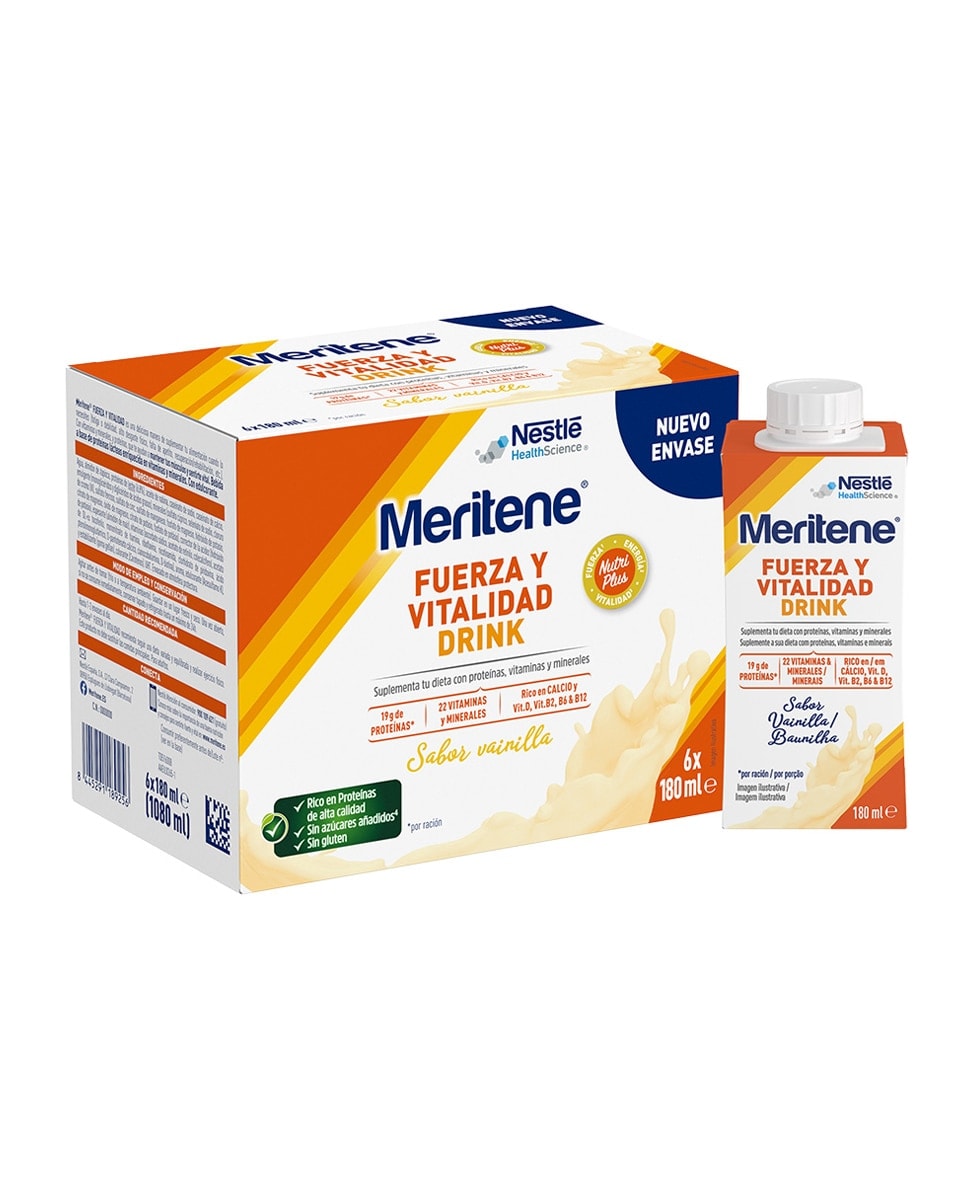 Meritene - Estuche 6 botellas de 180 ml Drink Vainilla Meritene. - Image 1