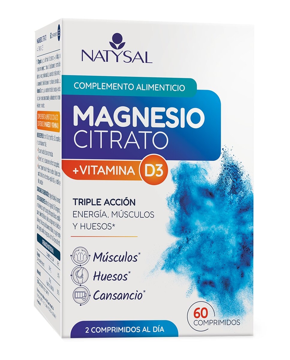 Natysal - Complemento Alimenticio Magnesio Citrato + Vitamina D3 60 Comprimidos Natysal. - Image 1