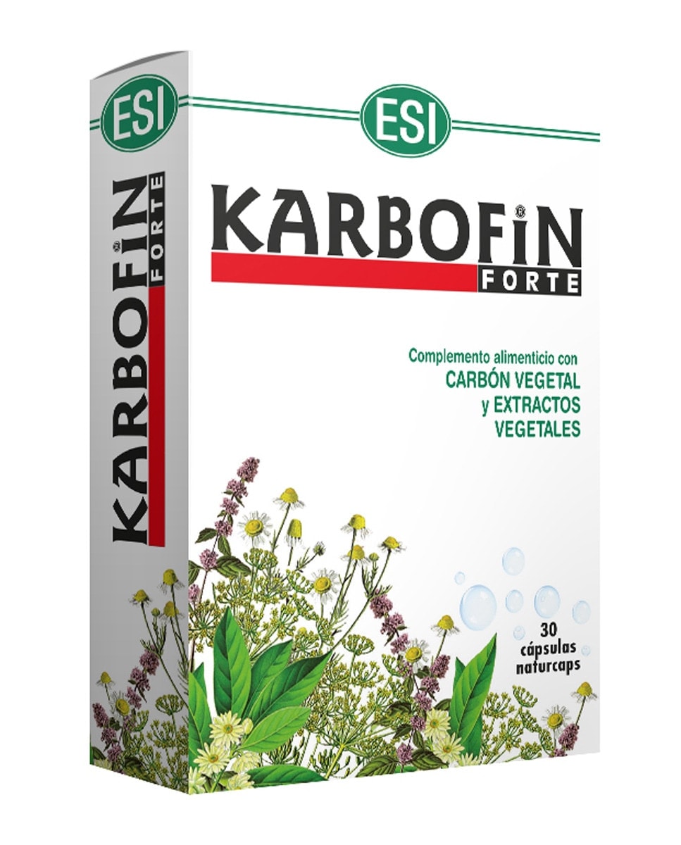 ESI - 30 Cápsulas de carbón vegetal para regular el Tránsito Intestinal Karbofin Forte ESI. - Image 1