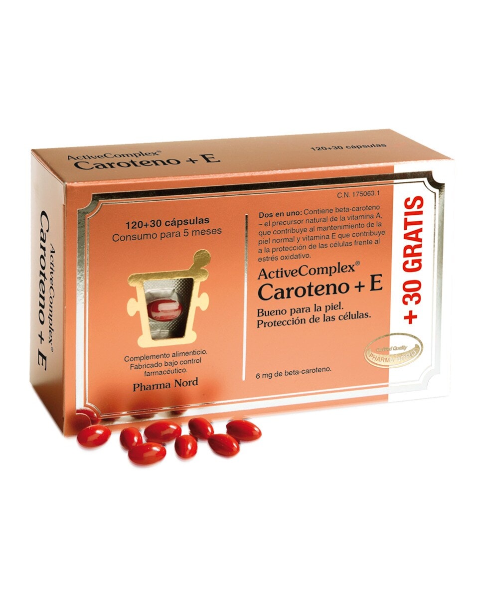 Pharma Nord - 150 Cápsulas para la piel ActiveComplex Caroteno + E Pharma Nord. - Image 1
