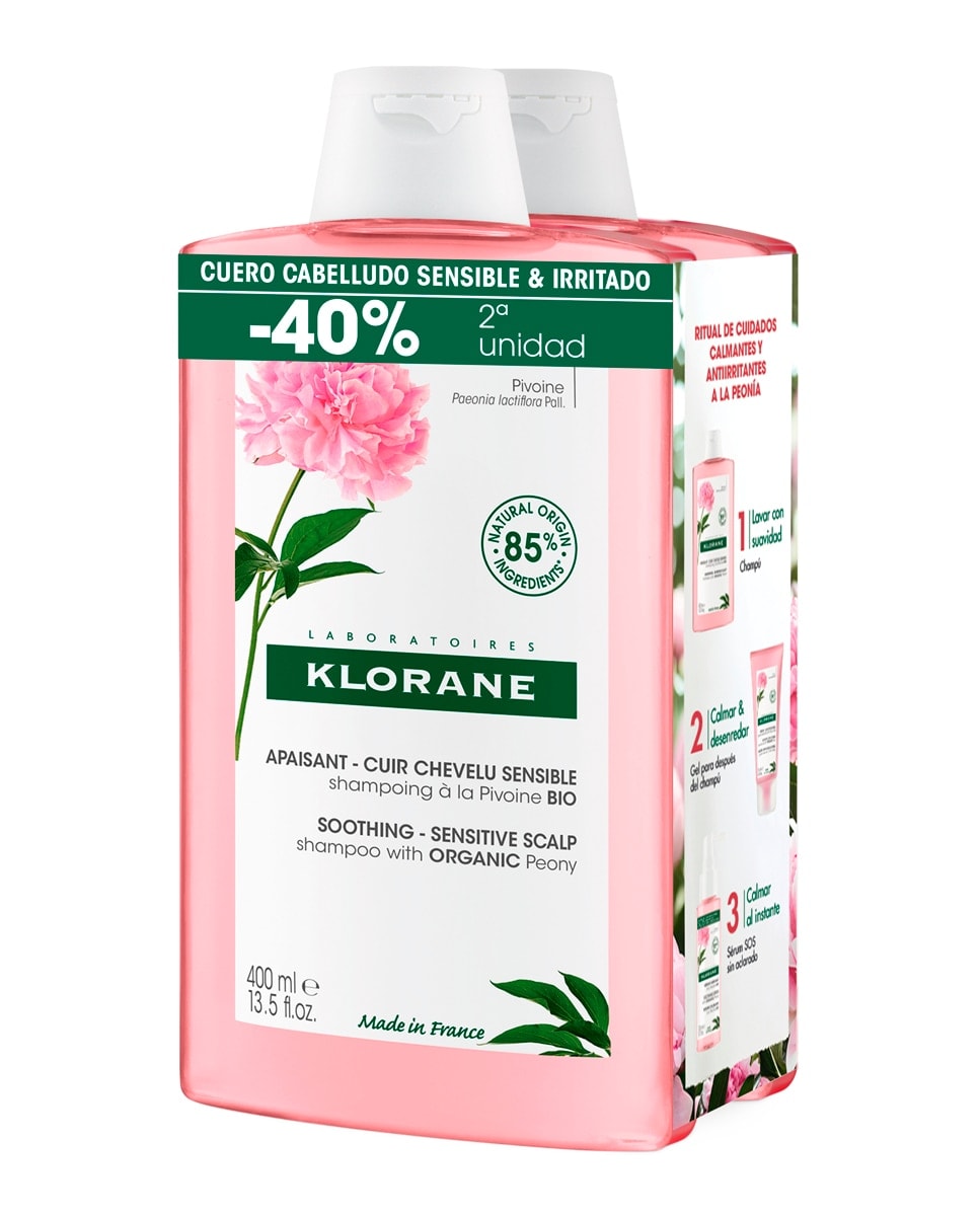 Klorane - Duplo Champú Calmante Peonía Klorane. - Image 1