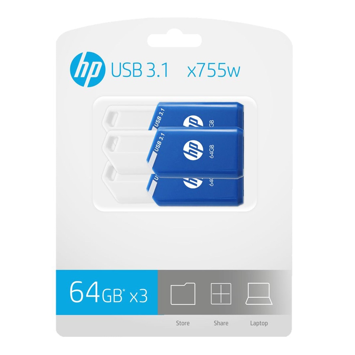 HP - Pack de tres pendrives HP x755w, 64 GB, USB 3.1. - Image 1