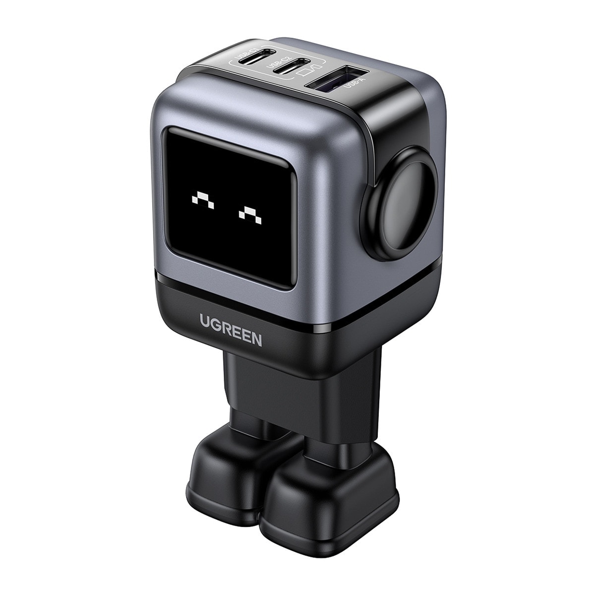 UGREEN - Cargador Ugreen Nexode Robot 65W GaN con 3 puertos: 2 USB-C y 1 USB-A con carga rápida, negro. - Image 1