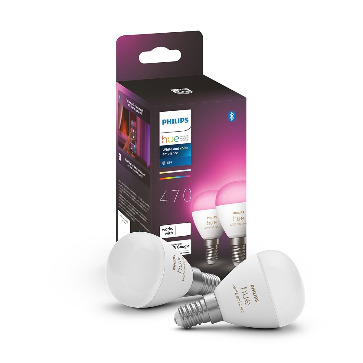 Philips - Bombilla inteligente LED esférica Philips Hue White and Colour E14 Pack 2ud. - Image 1