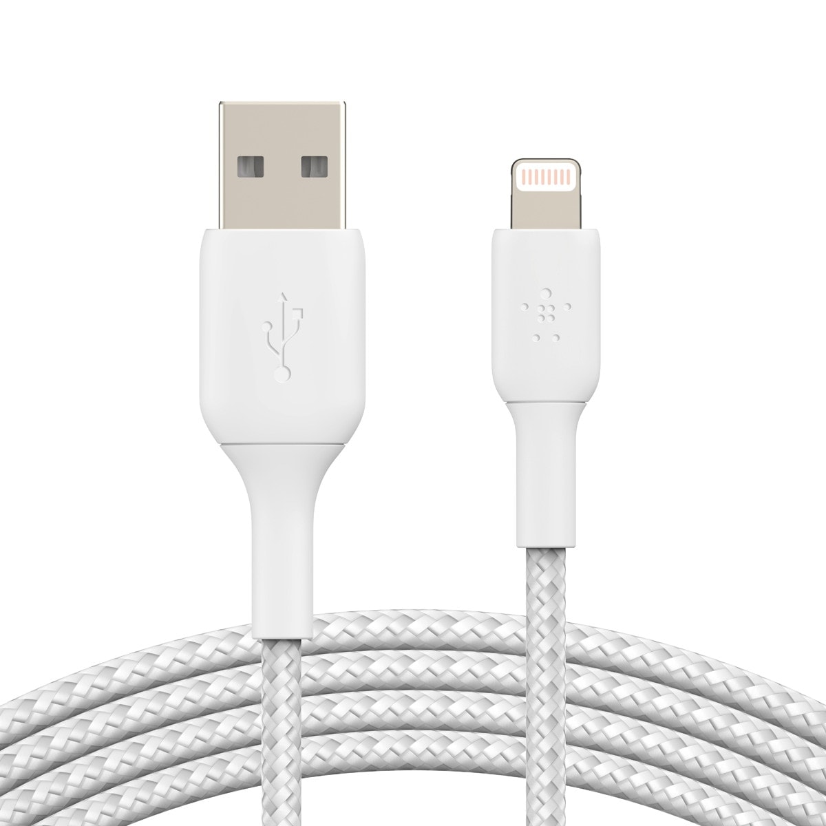 Belkin - Cable trenzado Belkin BOOST CHARGE Lightning a USB-A blanco de 3 metros. - Image 1
