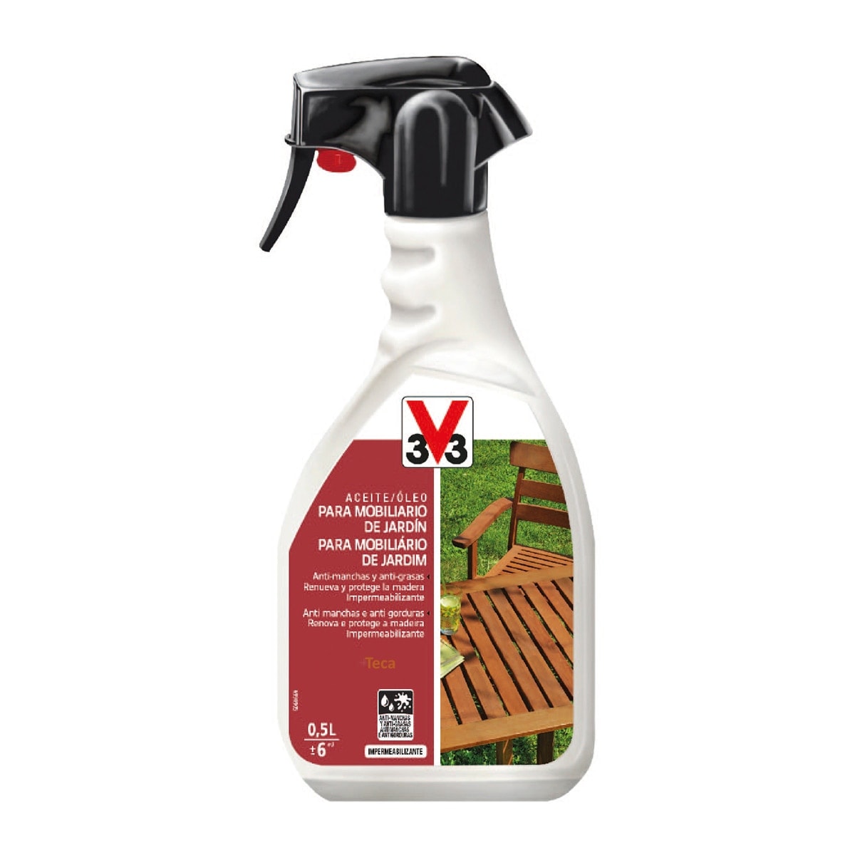 V33 - Aceite al Agua para Mobiliario de Jardín en Pulverizador 500 ml. - Image 1