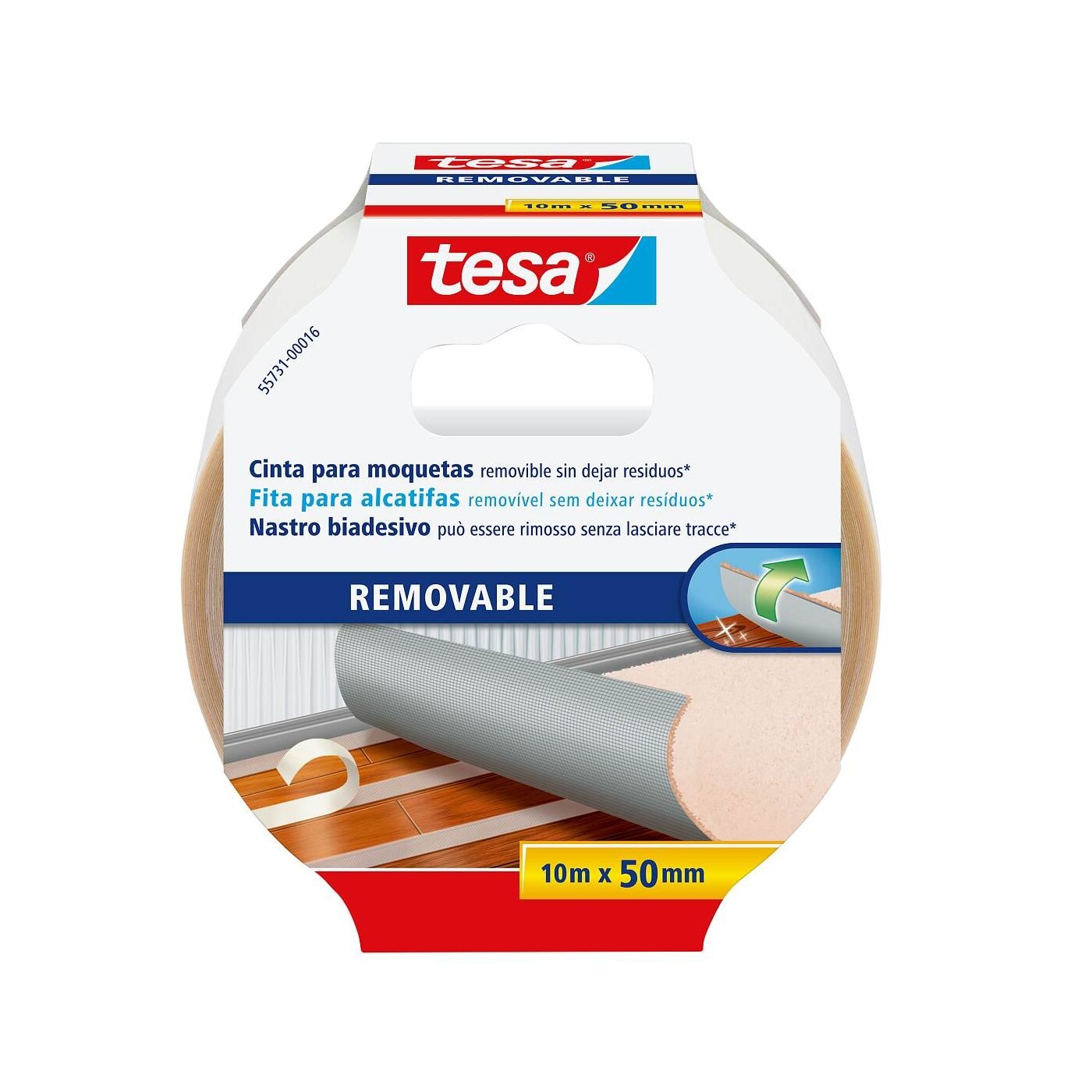 Tesa - Cinta Adhesiva Doble Cara Moquetas 10 m. - Image 1