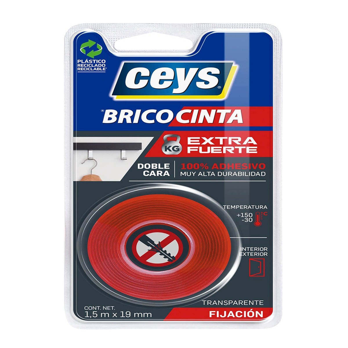 Ceys - Bricocinta Doble Cara Precortada 1,5 m x 19 mm. - Image 1
