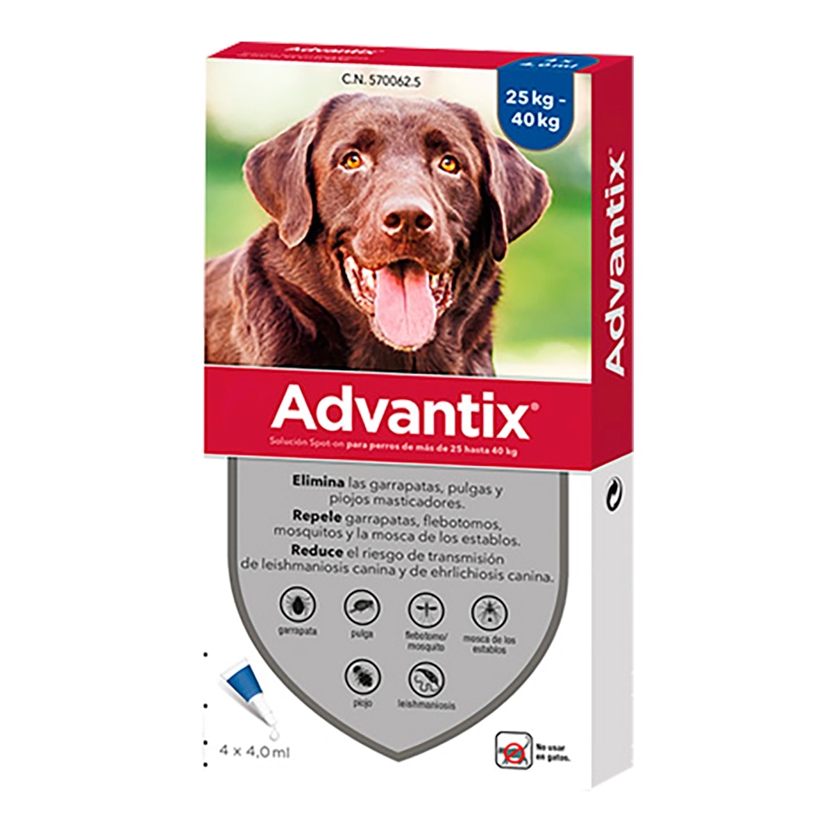 Advantix - Advantix 400 mg + 2000 mg solución spot-on para perros (> 25 kg <40 kg). - Image 1
