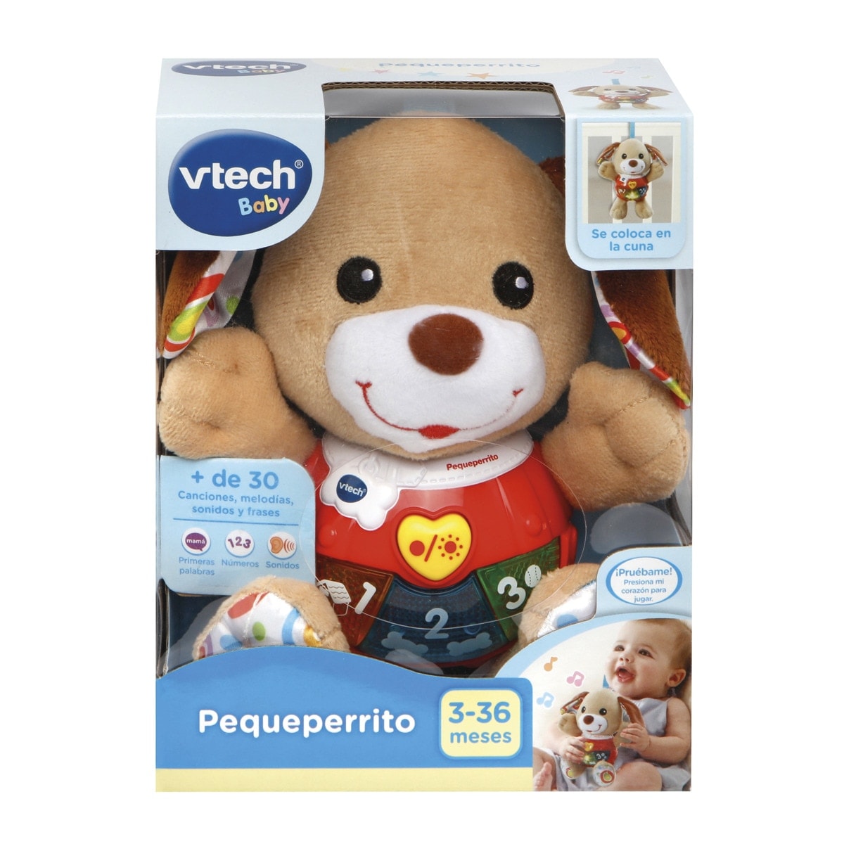 VTech - Peluche interactivo Pequeperrito, con canciones, voces y actividades que estimulan al bebé VTech Baby. - Image 1