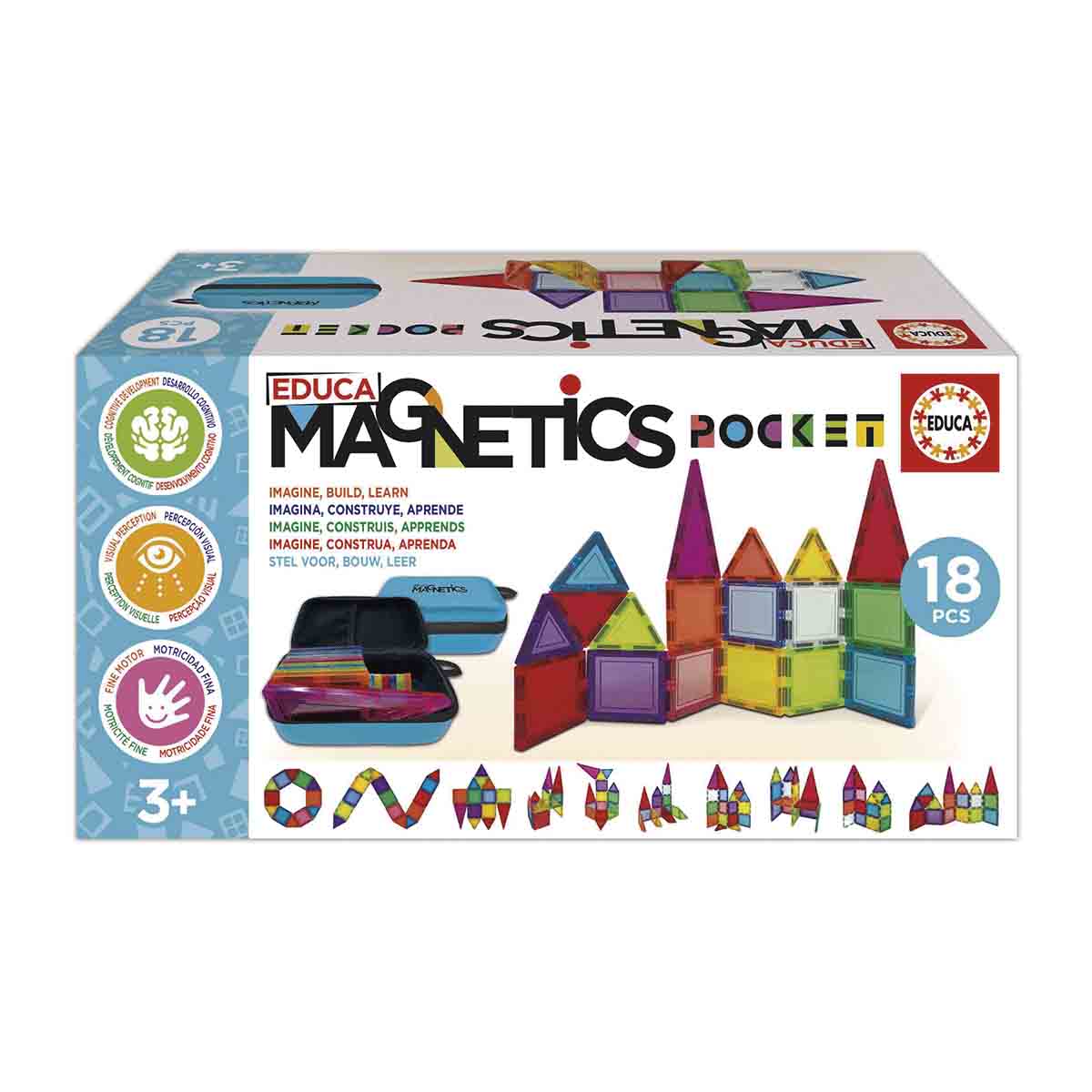 Educa Borrás - Bloques Magnéticos Pocket 18 piezas Educa Magnetics. - Image 1