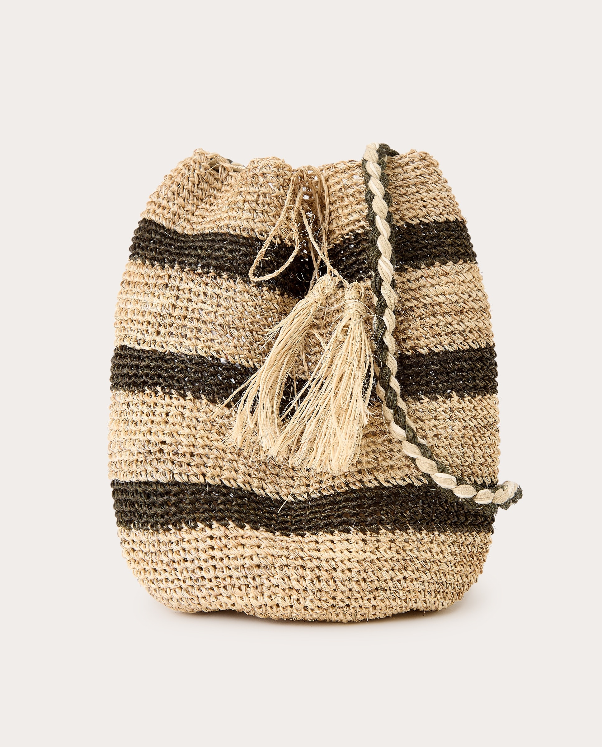 ALIUD - Bolso de rafia estampado rayas. - Image 1