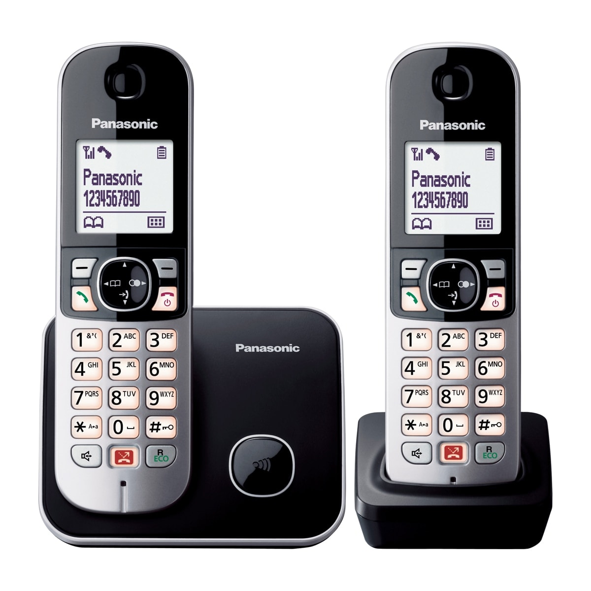 Panasonic - Teléfono Inalámbrico Duo Panasonic KX-TG6852SPB negro. - Image 1