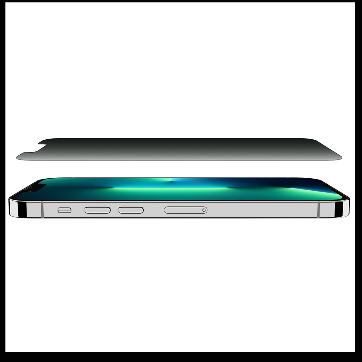 Belkin - Protector de pantalla de cristal templado Belkin Privacy con revestimiento antimicrobiano para iPhone 14 - 13 - 13 Pro. - Image 1