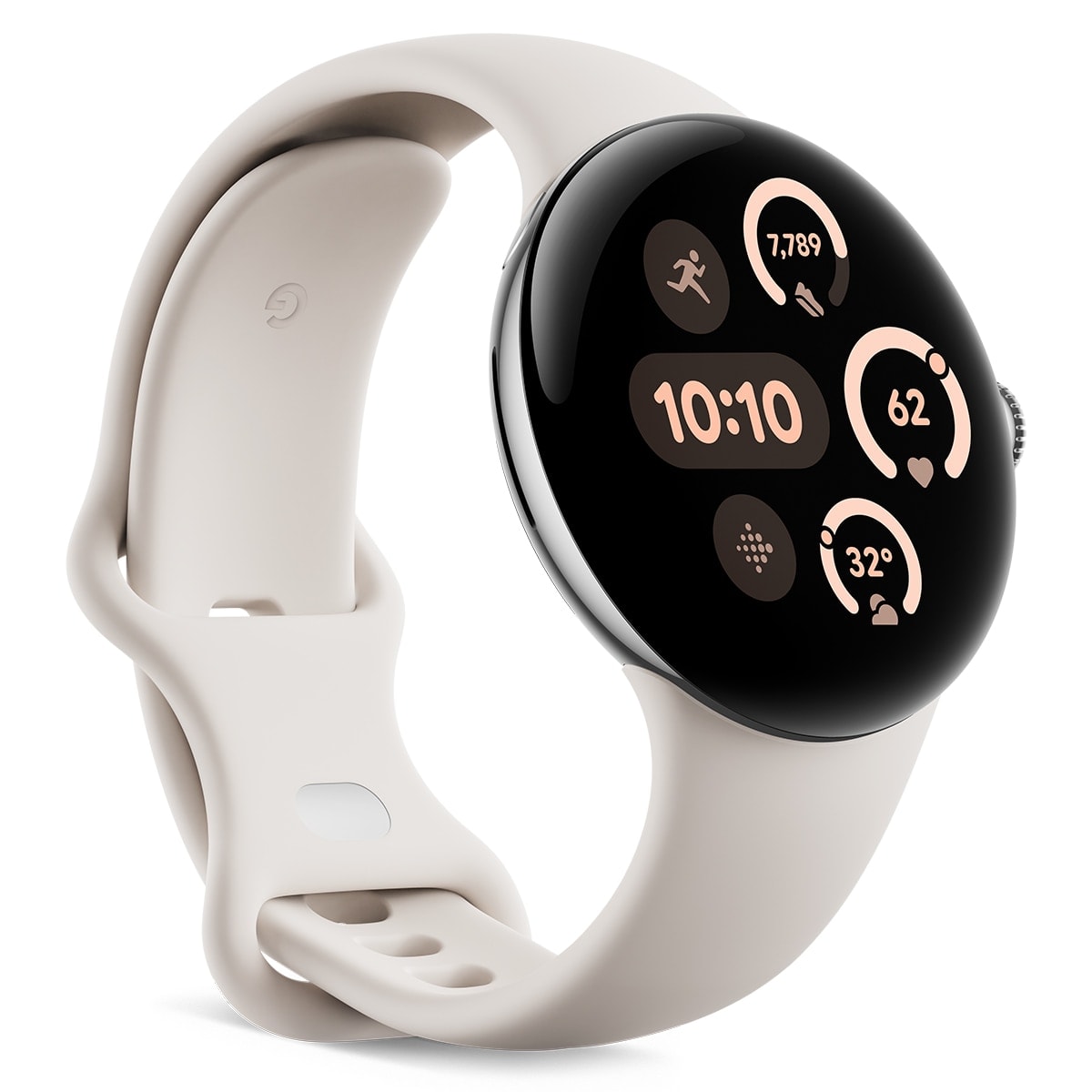 Google - Google Pixel Watch 3 41mm, Caja de aluminio color plata pulida y correa deportiva color porcelana, Wi-Fi Smartwatch. - Image 1