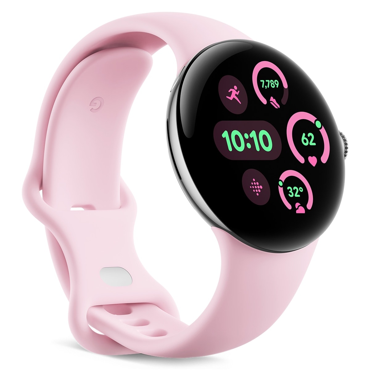 Google - Google Pixel Watch 3 41mm, Caja de aluminio color plata pulida y correa deportiva color rosa cuarzo, Wi-Fi Smartwatch. - Image 1