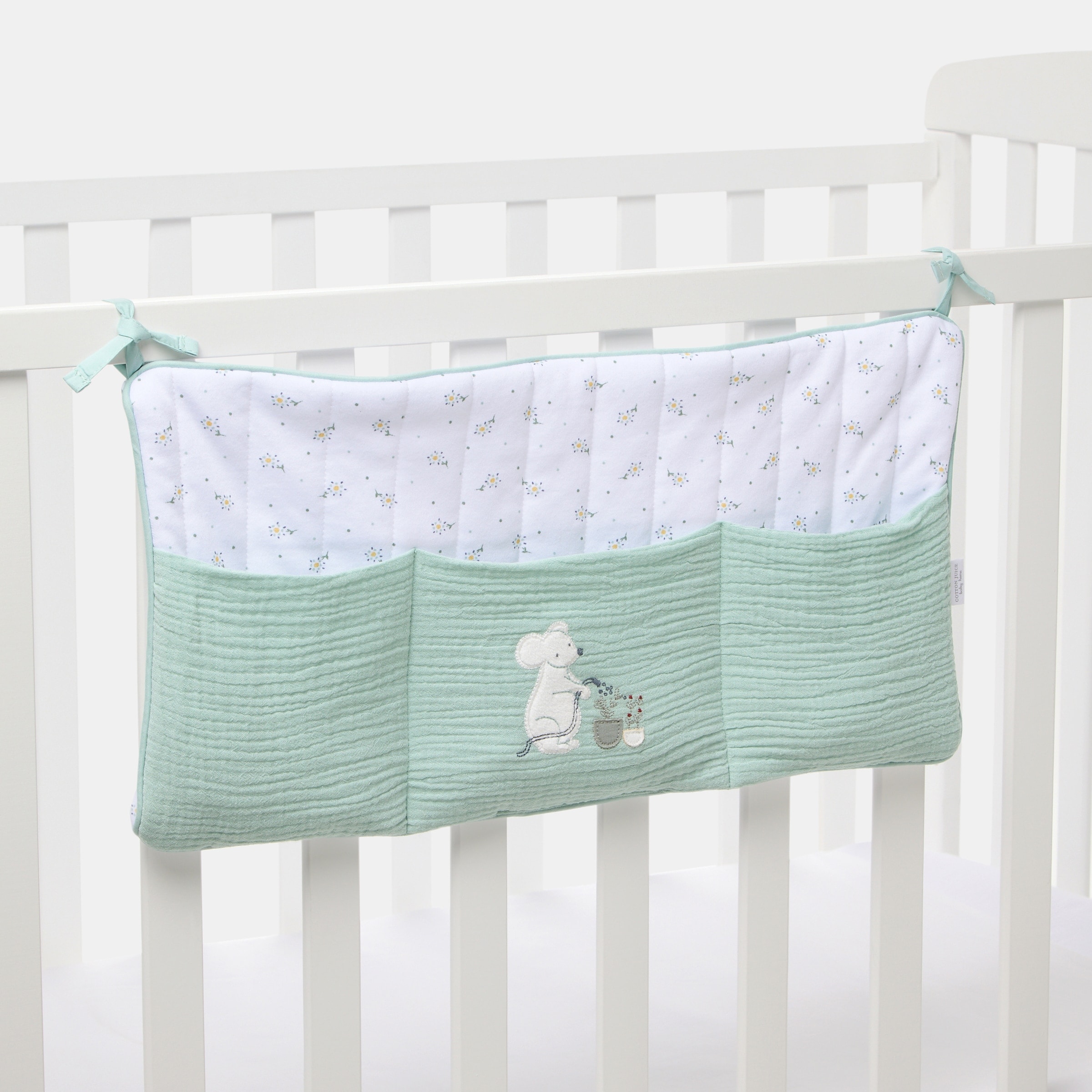 Cotton Juice Baby Home - Organizador cuna Cotton Juice Baby Home colección Sésamo bordado Ratoncitos jardineros. - Image 1