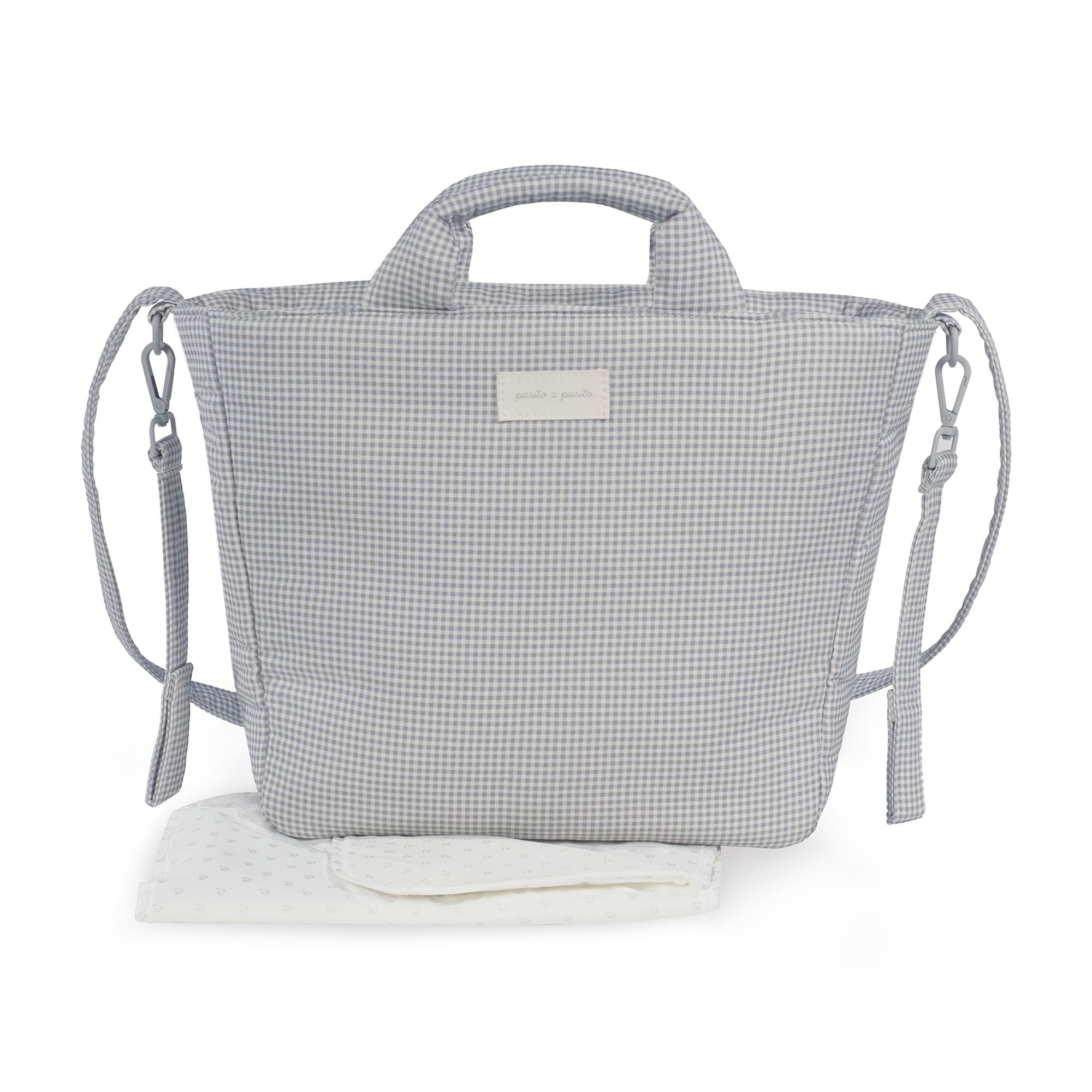 Pasito a pasito - Bolsa Canastilla Little Bloom Vichy Gris. - Image 1