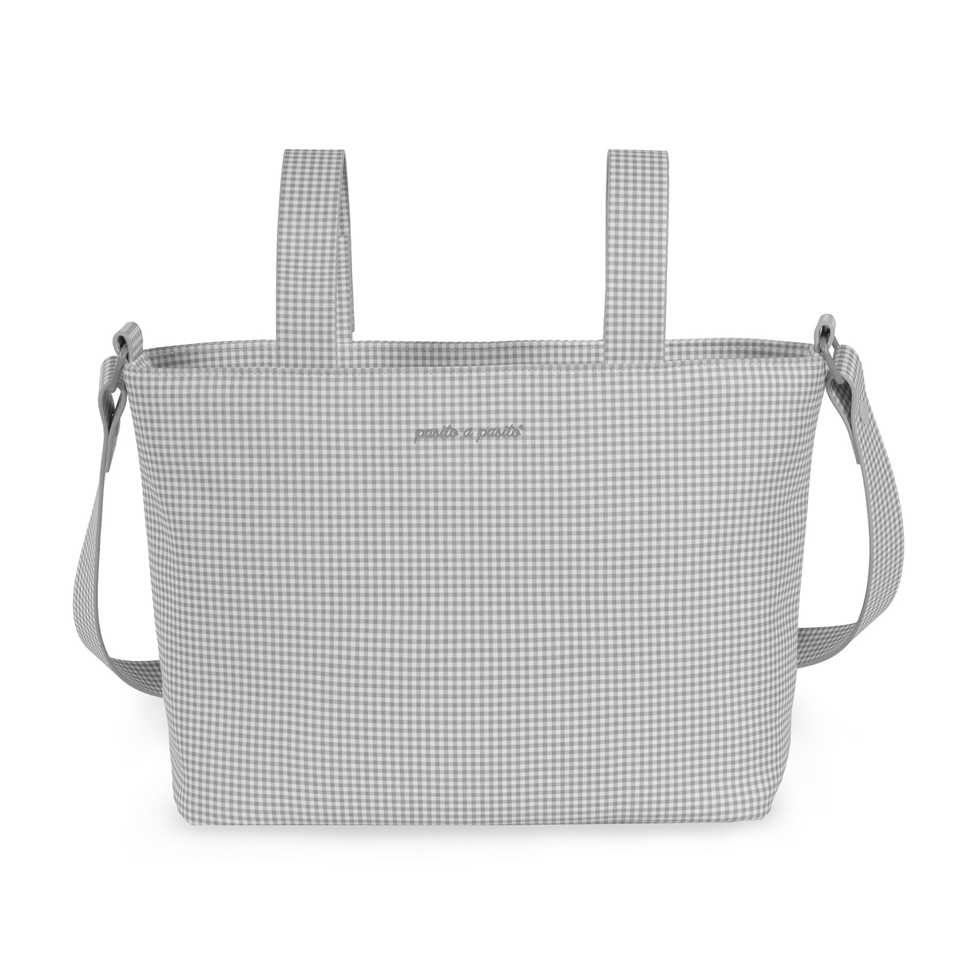Pasito a pasito - Bolsa Crossbody Piel Little Bloom Vichy Gris. - Image 1