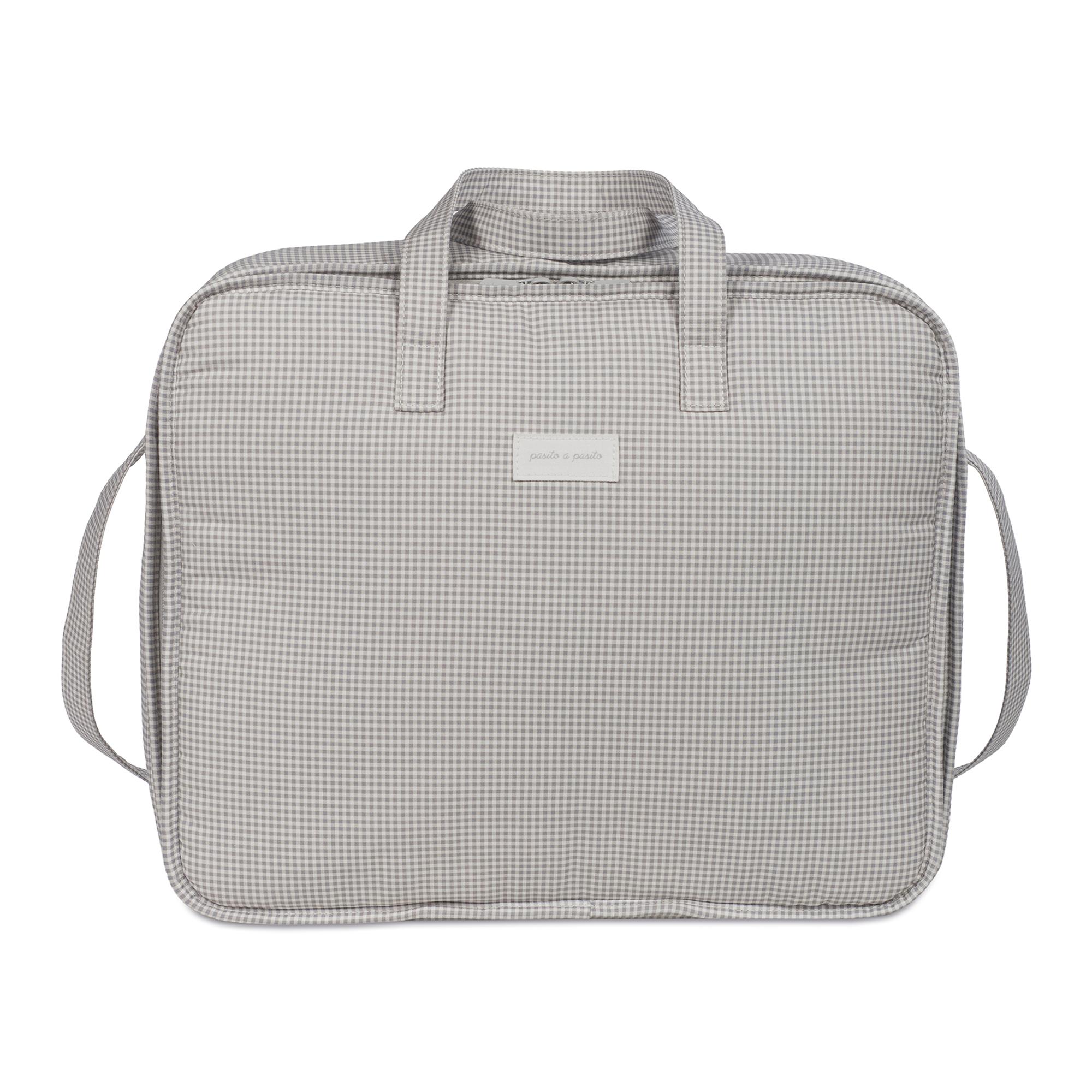 Pasito a pasito - Maleta Little Bloom Vichy Gris. - Image 1