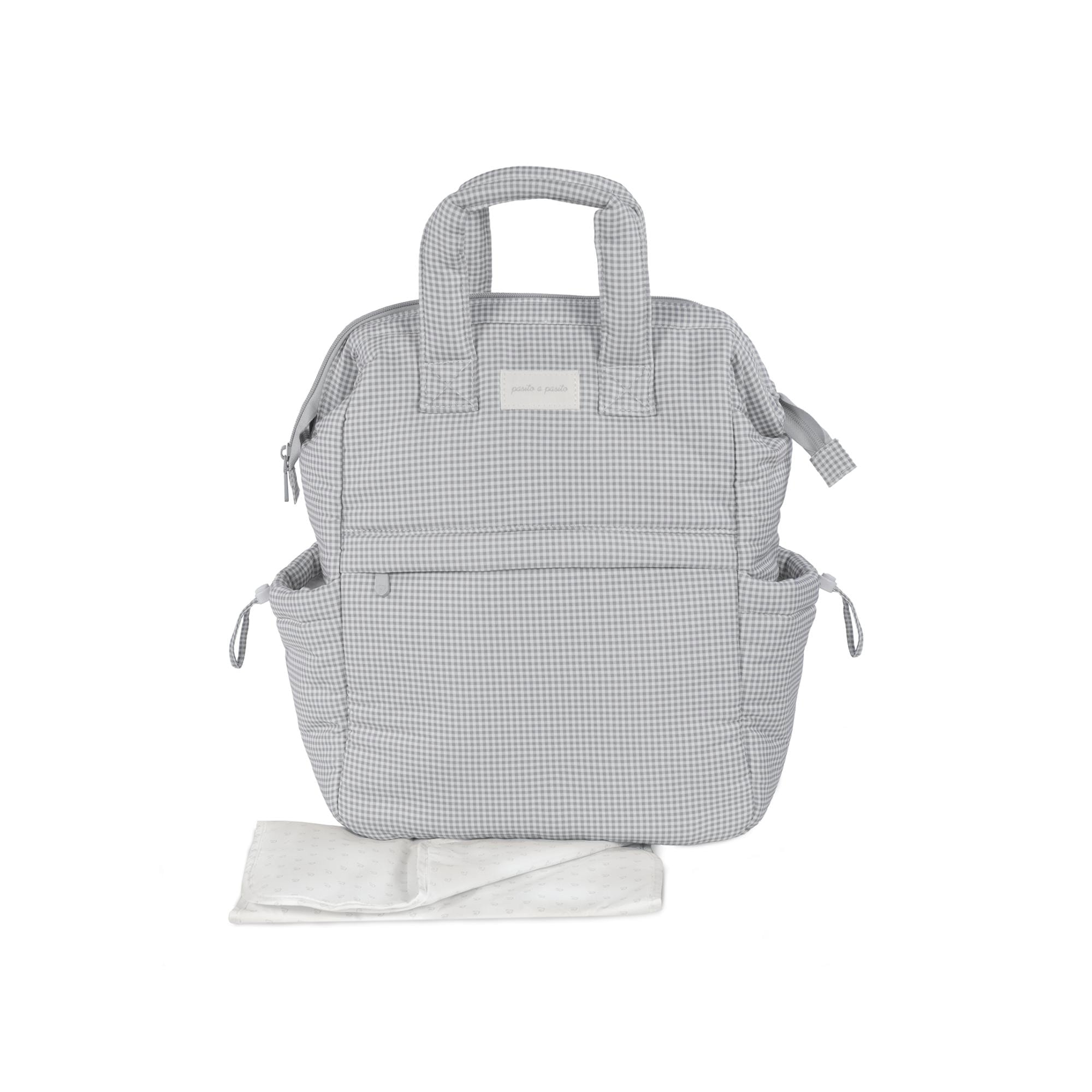 Pasito a pasito - Mochila Little Bloom Vichy Gris. - Image 1